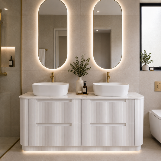 Elvia White Fluted Vanity 1500mm