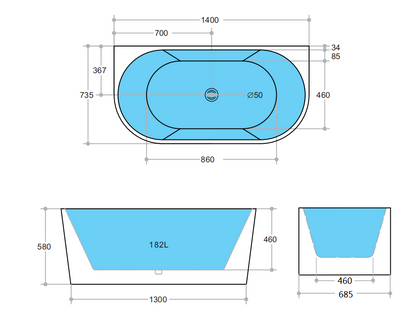 Halo Back to Wall Bathtub