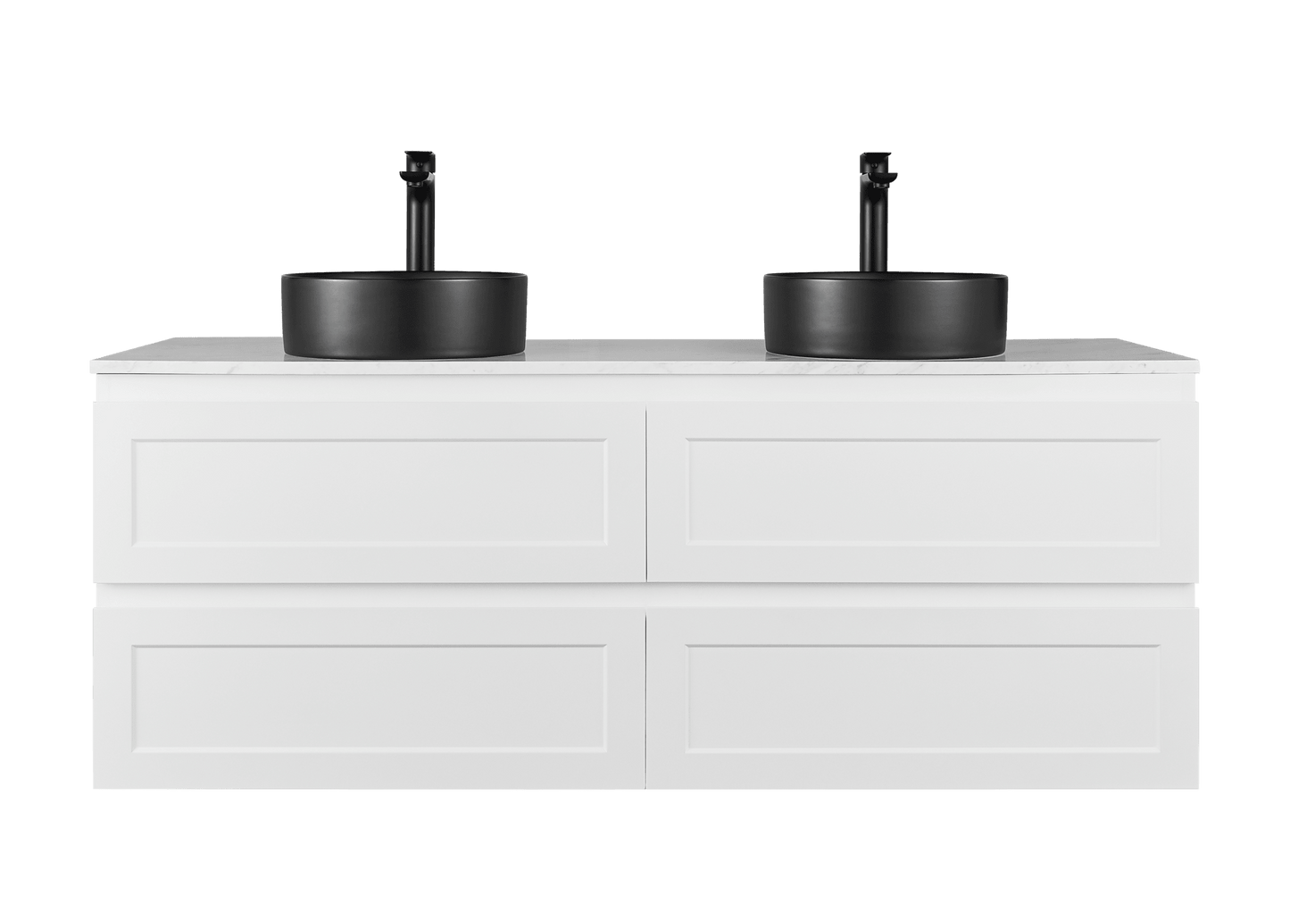 Matte White Wall Hung PVC Cabinet With Soft closing drawers