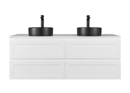 Matte White Wall Hung PVC Cabinet With Soft closing drawers