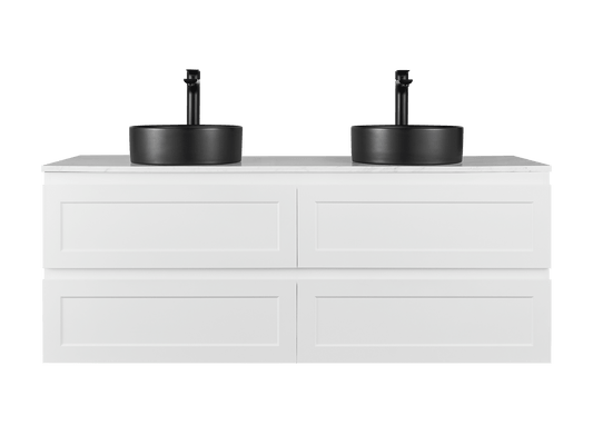 Matte White Wall Hung PVC Cabinet With Soft closing drawers