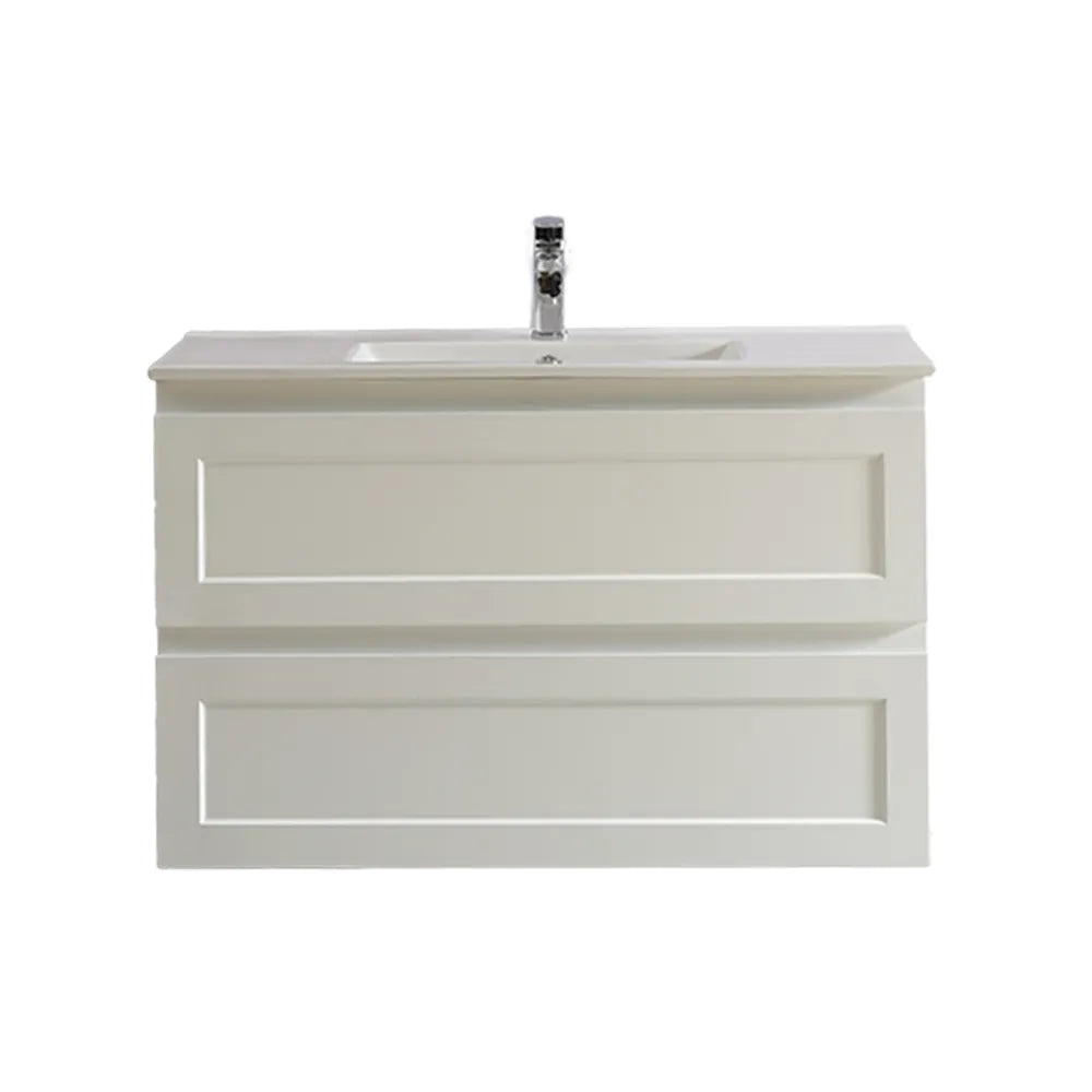 Matte White Wall Hung PVC Cabinet With Soft closing drawers