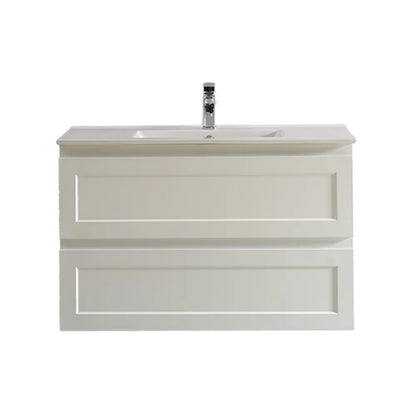 Matte White Wall Hung PVC Cabinet With Soft closing drawers