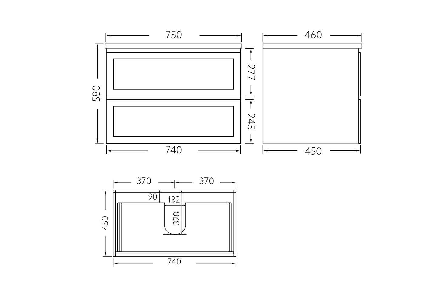 Matte White Wall Hung PVC Cabinet With Soft closing drawers
