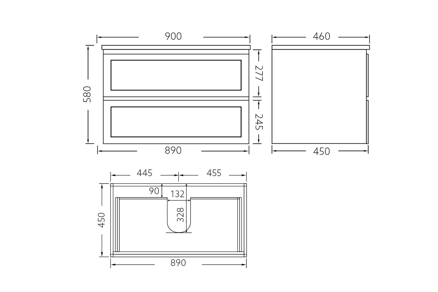 Matte White Wall Hung PVC Cabinet With Soft closing drawers