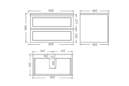 Matte White Wall Hung PVC Cabinet With Soft closing drawers