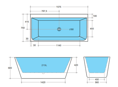 Niro Back To Wall Bath Tub