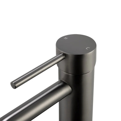 Luma PIN Series Round Brushed Gun Metal Grey Basin Mixer