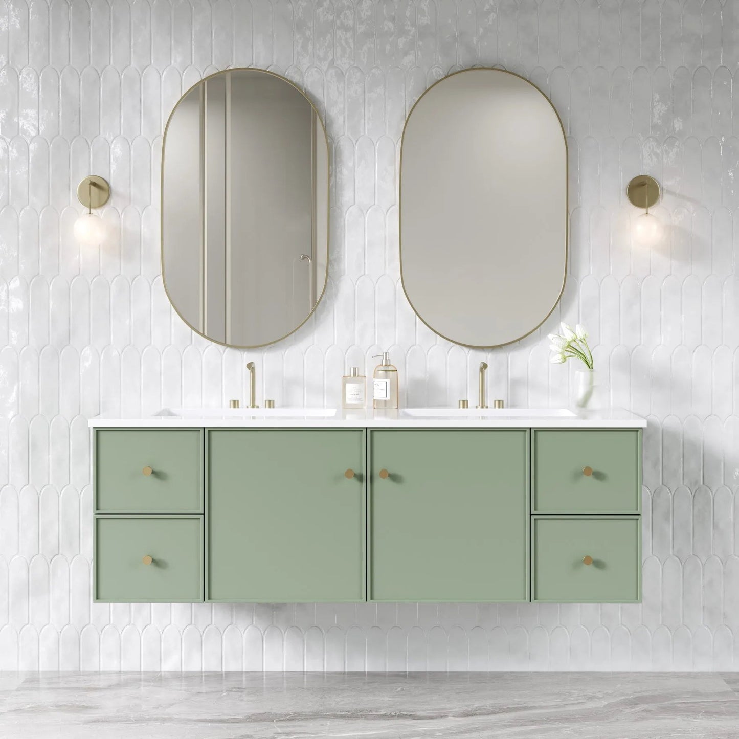 Miami Green Wall Hung PVC Cabinet