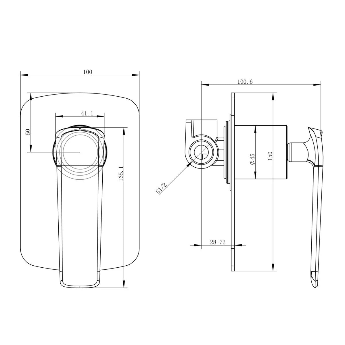 Nuri Chrome Wall Mixer
