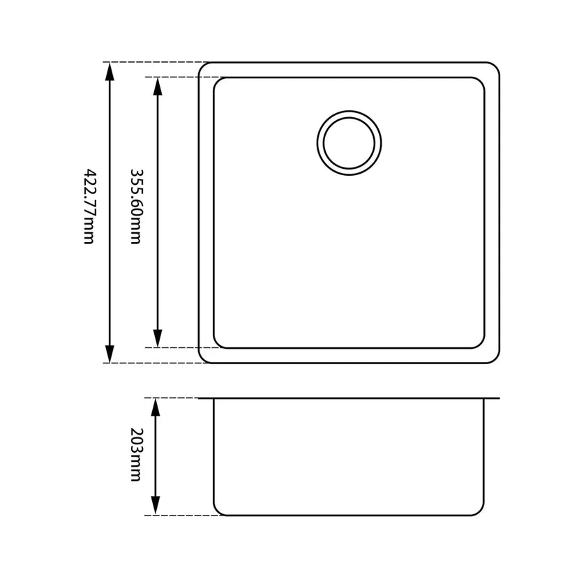 Square Black Granite Quartz Stone Kitchen Sink