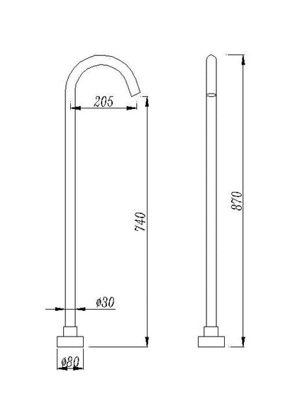 Orico Round Brushed Nickel Stainless Steel Freestanding Bath Spout