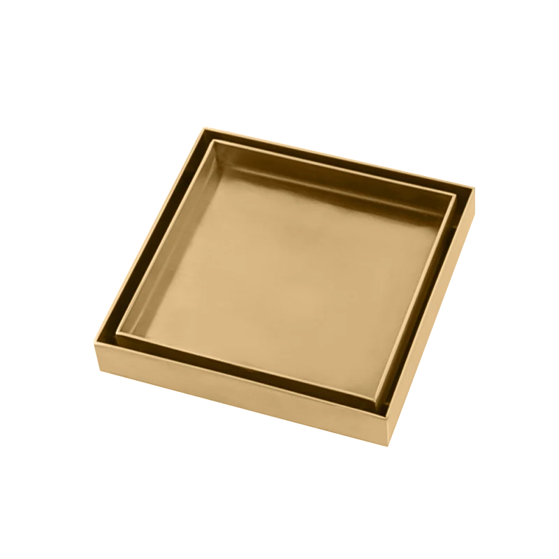 Brushed Yellow Gold Shower Grate Floor Waste Drain