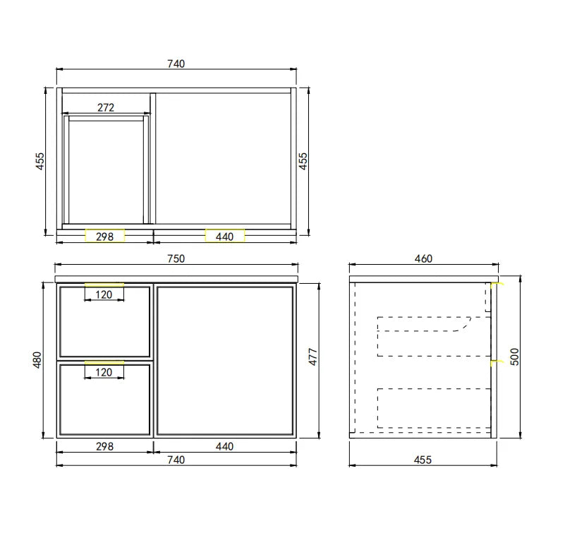 Miami Black Wall Hung PVC Cabinet