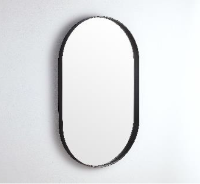 Black Framed Oval Mirror 600x1000x35mm