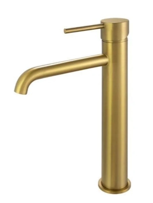 LUCID PIN Brushed Brass Tall Basin Mixer