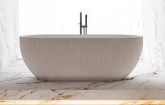 Henley White Fluted - Free Standing Bathtub NF 1500x710x550mm
