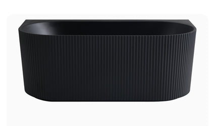 Black Fluted Freestanding Back to Wall Bathtub