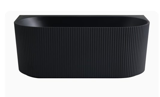 Black Fluted Freestanding Back to Wall Bathtub