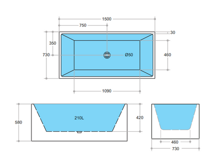 Niro Back To Wall Bath Tub