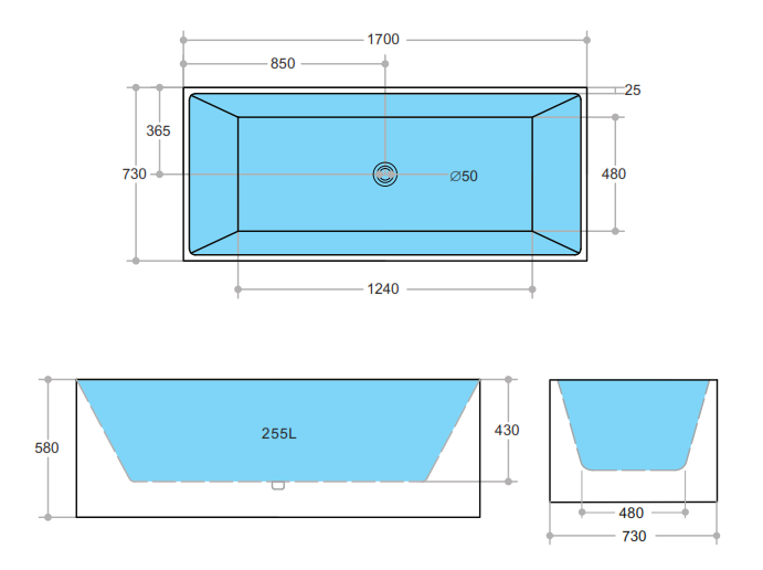 Niro Back To Wall Bath Tub