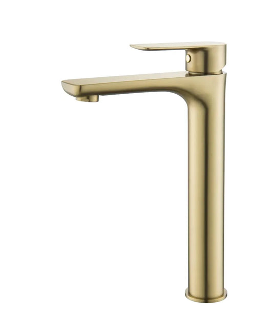 Brushed Gold Round Tall Basin Mixer