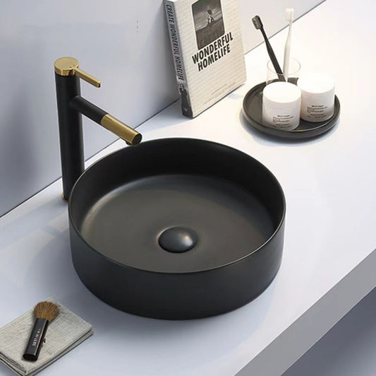 Matte Balck Fine Ceramic Art Basin