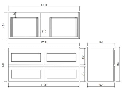 Matte White Wall Hung PVC Cabinet With Soft closing drawers