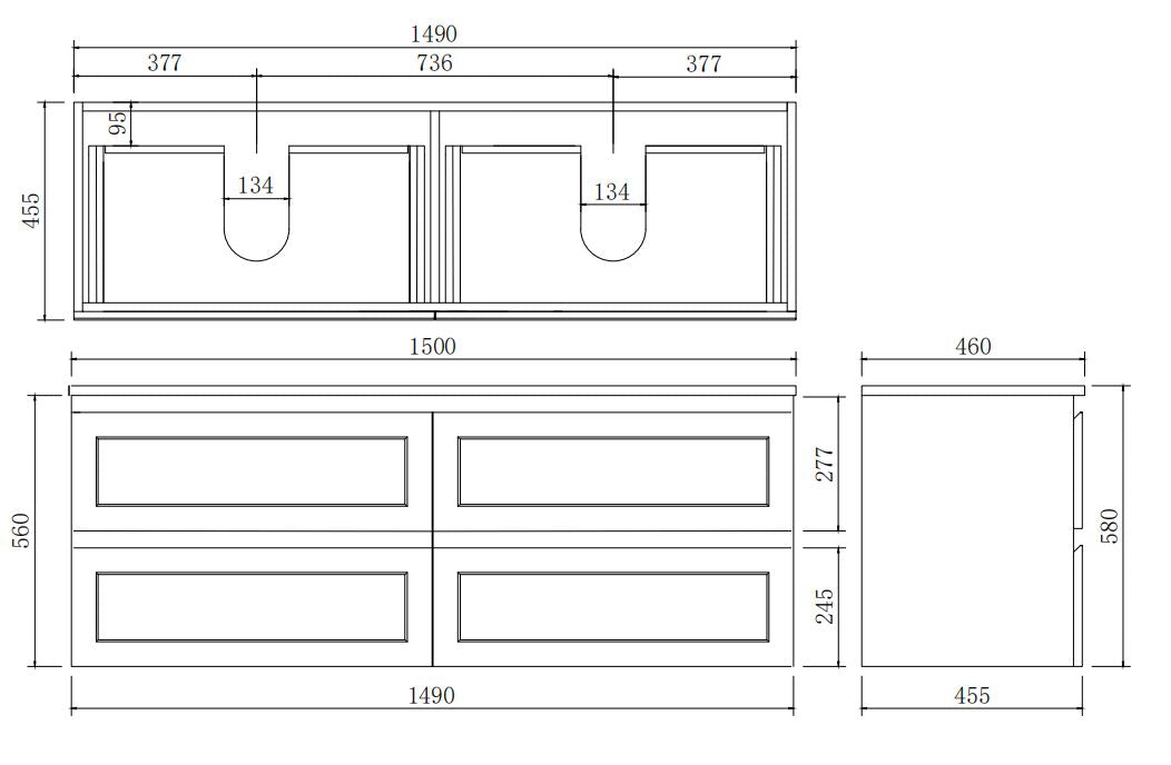 Matte White Wall Hung PVC Cabinet With Soft closing drawers