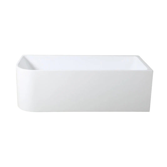 Corner Freestanding Bathtub Right Corner Back to Wall Gloss White
