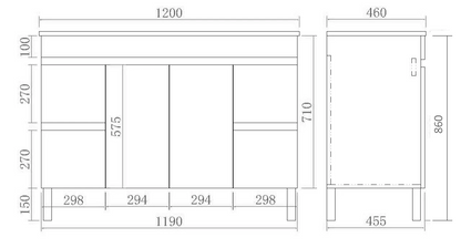 Free standing CL-Oak Vanity 1200mm